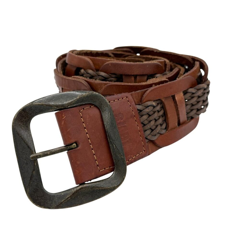 Vintage Y2K Levi's Genuine Leather Braided Belt Brown Woven Western Boho Size M
